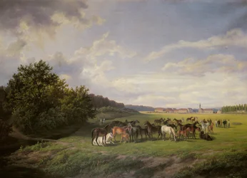 Ansicht des Kladruber Gestüts in Böhmen, 1850